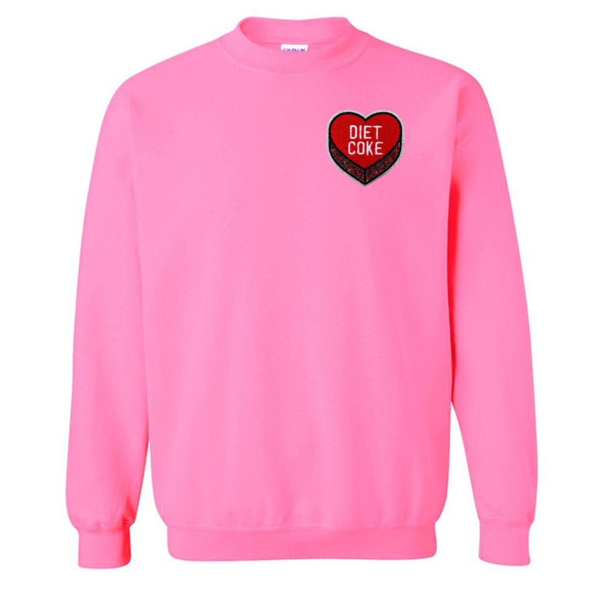 'Diet Coke Candy Heart' Letter Patch Crewneck Sweatshirt