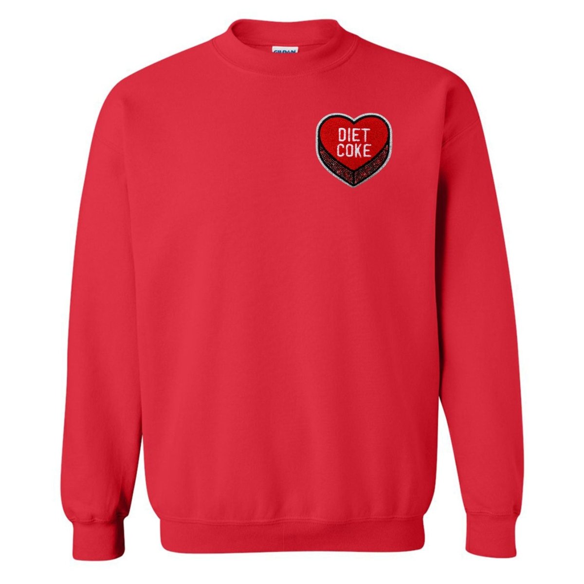 'Diet Coke Candy Heart' Letter Patch Crewneck Sweatshirt