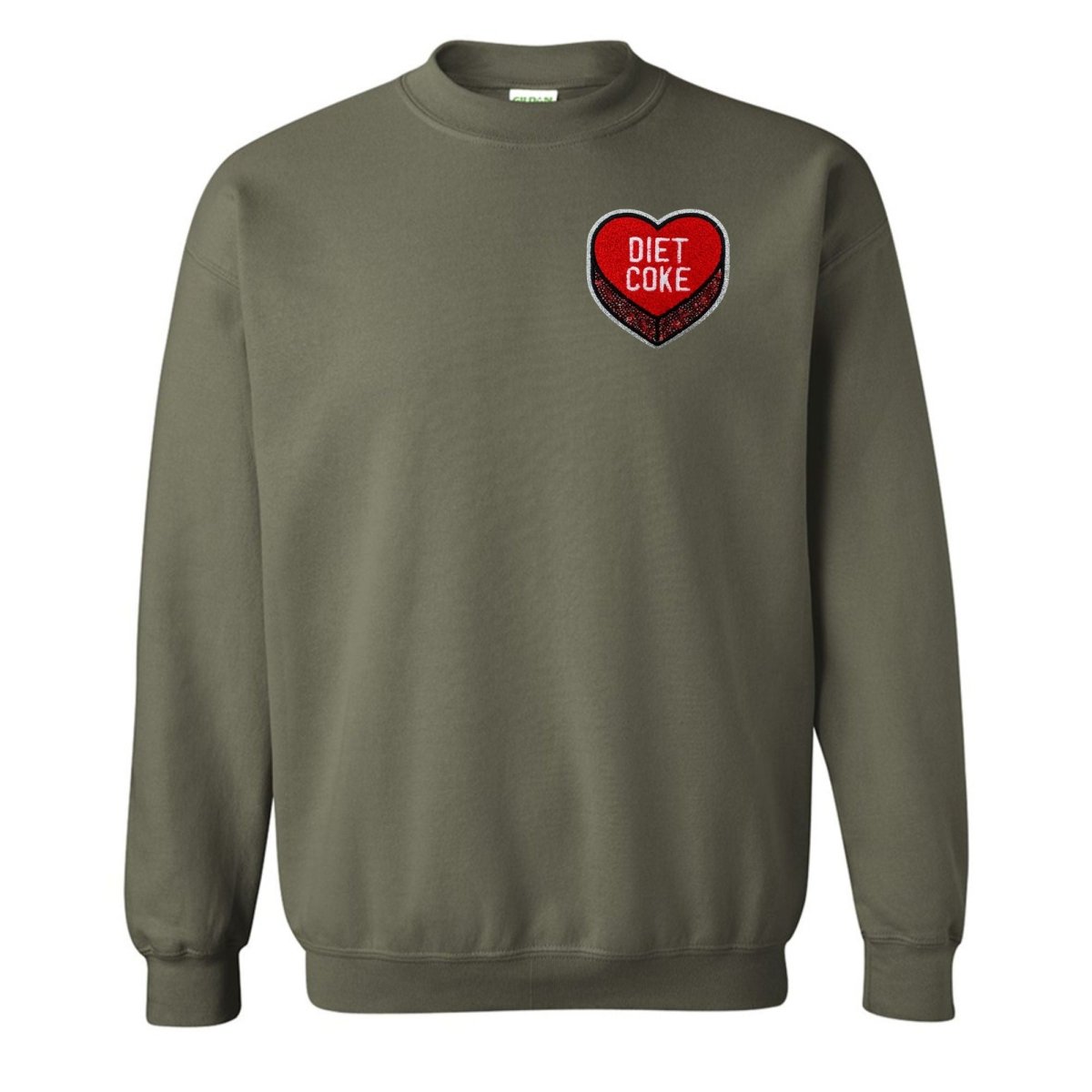 'Diet Coke Candy Heart' Letter Patch Crewneck Sweatshirt
