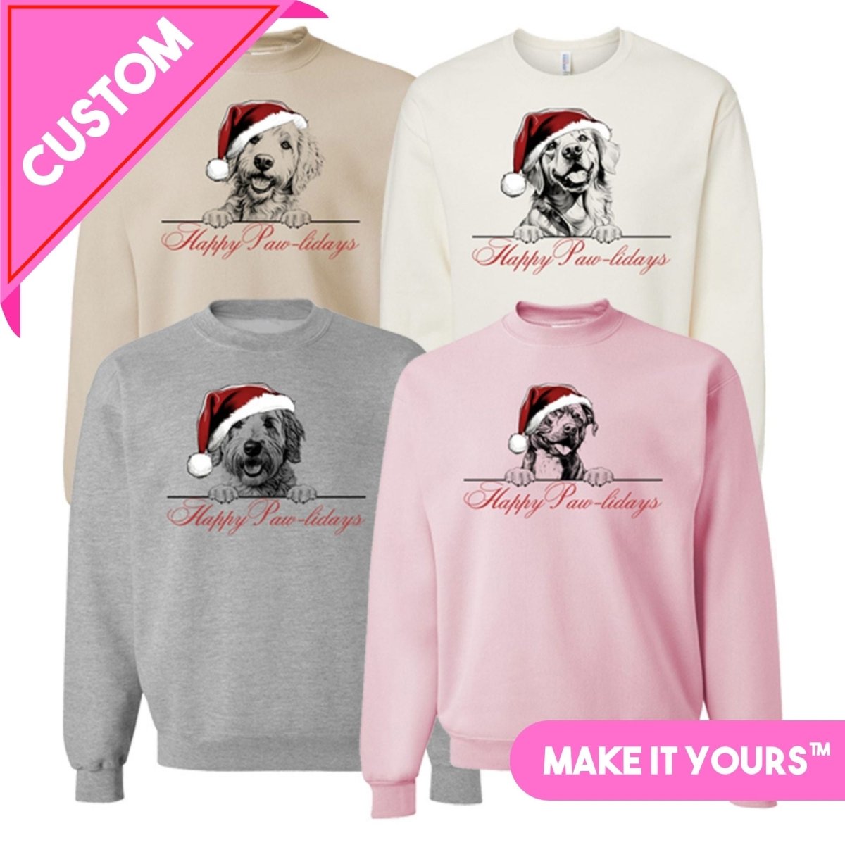 Make It Yours™ 'Happy Paw-lidays' Crewneck Sweatshirt