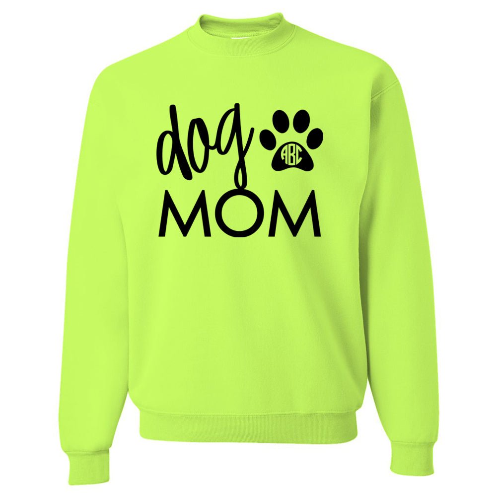 Monogrammed 'Dog Mom' Neon Crewneck Sweatshirt