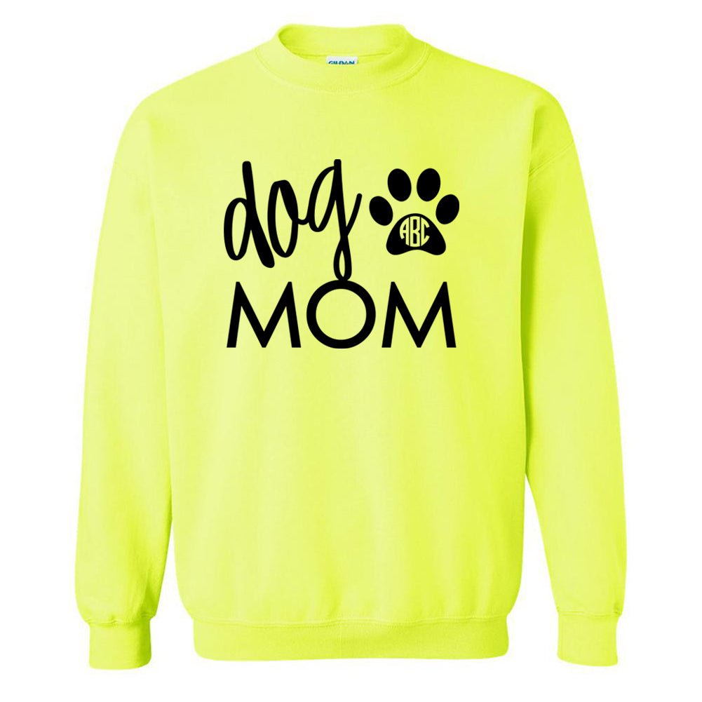 Monogrammed 'Dog Mom' Neon Crewneck Sweatshirt