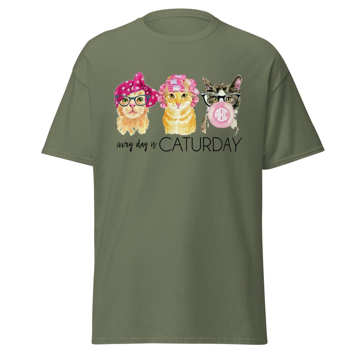 Monogrammed 'Every Day Is Caturday' Basic T-Shirt