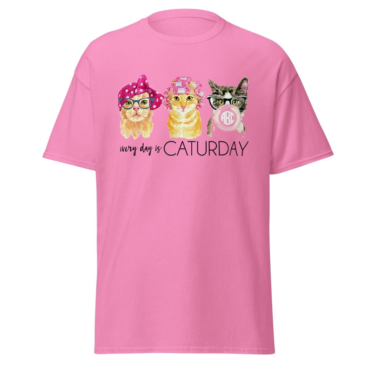 Monogrammed 'Every Day Is Caturday' Basic T-Shirt