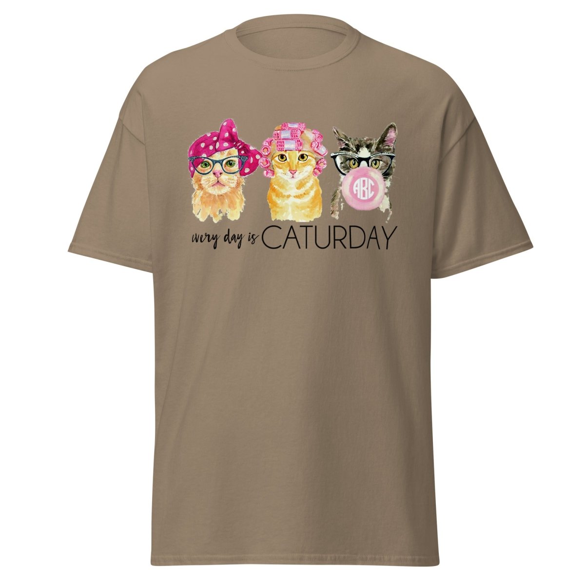 Monogrammed 'Every Day Is Caturday' Basic T-Shirt