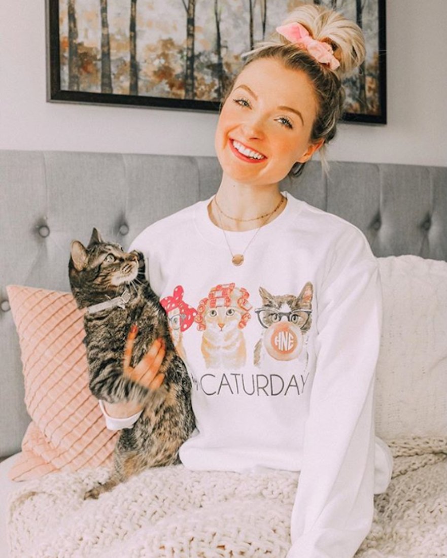 Monogrammed 'Every Day Is Caturday' Crewneck Sweatshirt