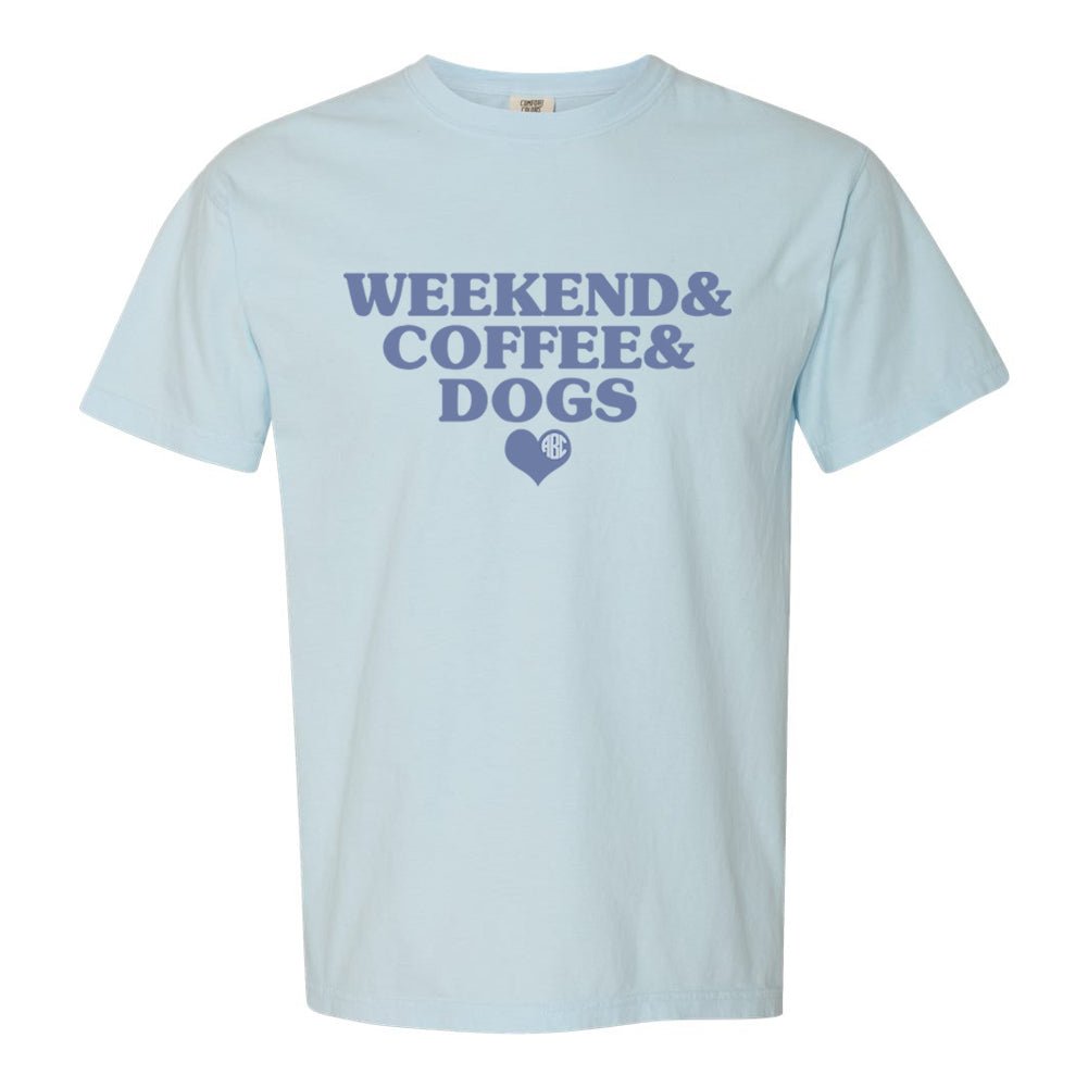 Monogrammed 'Weekend & Coffee & Dogs' T-Shirt
