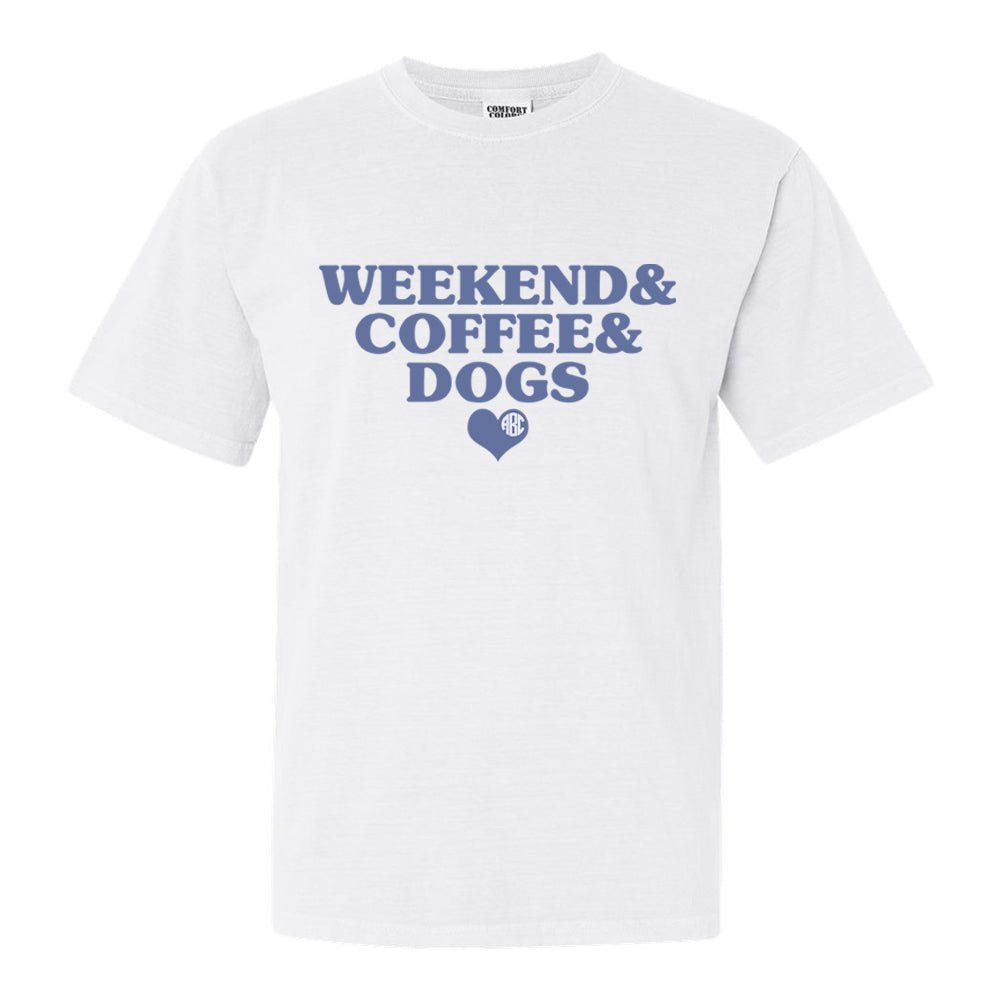 Monogrammed 'Weekend & Coffee & Dogs' T-Shirt
