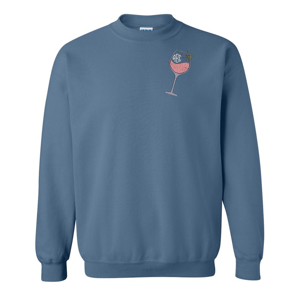 Monogrammed Wine Glass Crewneck Sweatshirt