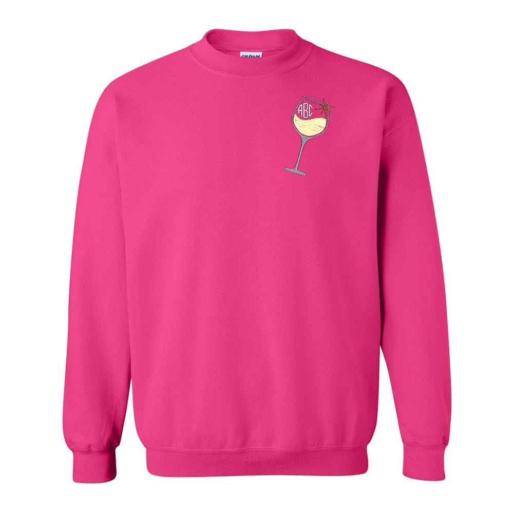 Monogrammed Wine Glass Crewneck Sweatshirt