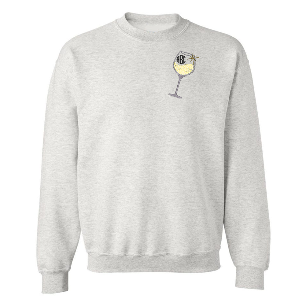 Monogrammed Wine Glass Crewneck Sweatshirt