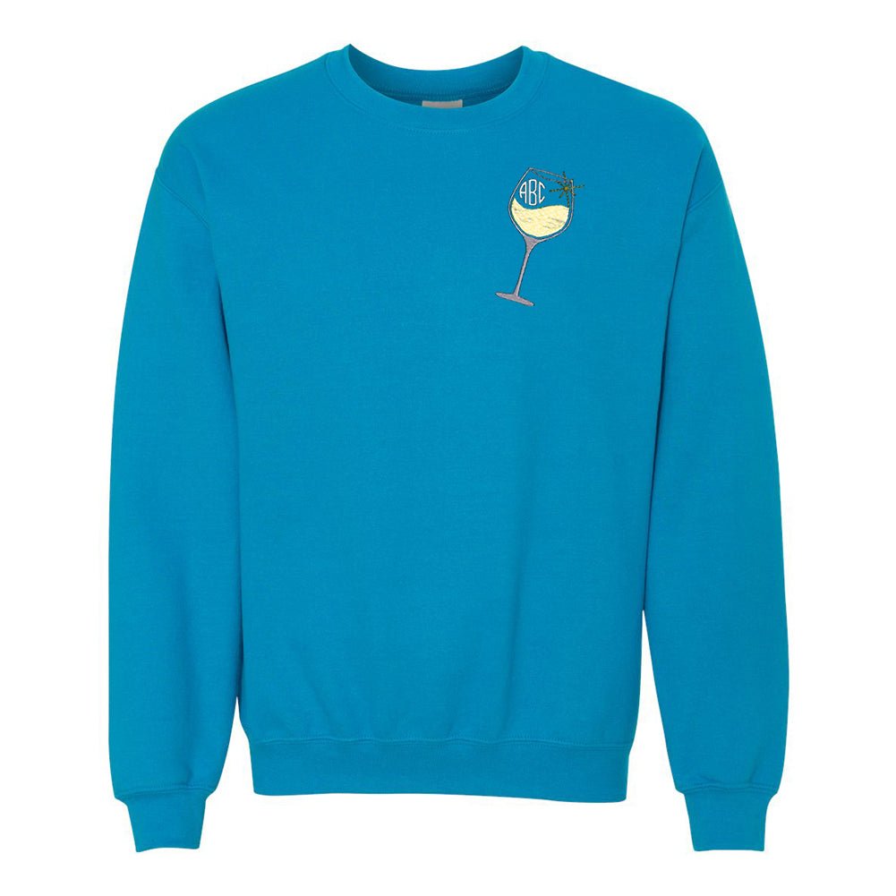 Monogrammed Wine Glass Crewneck Sweatshirt