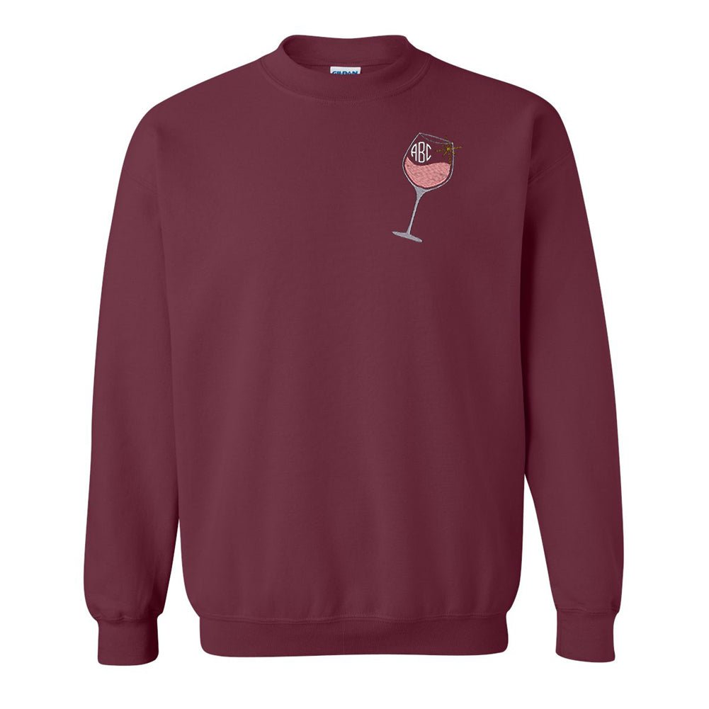Monogrammed Wine Glass Crewneck Sweatshirt