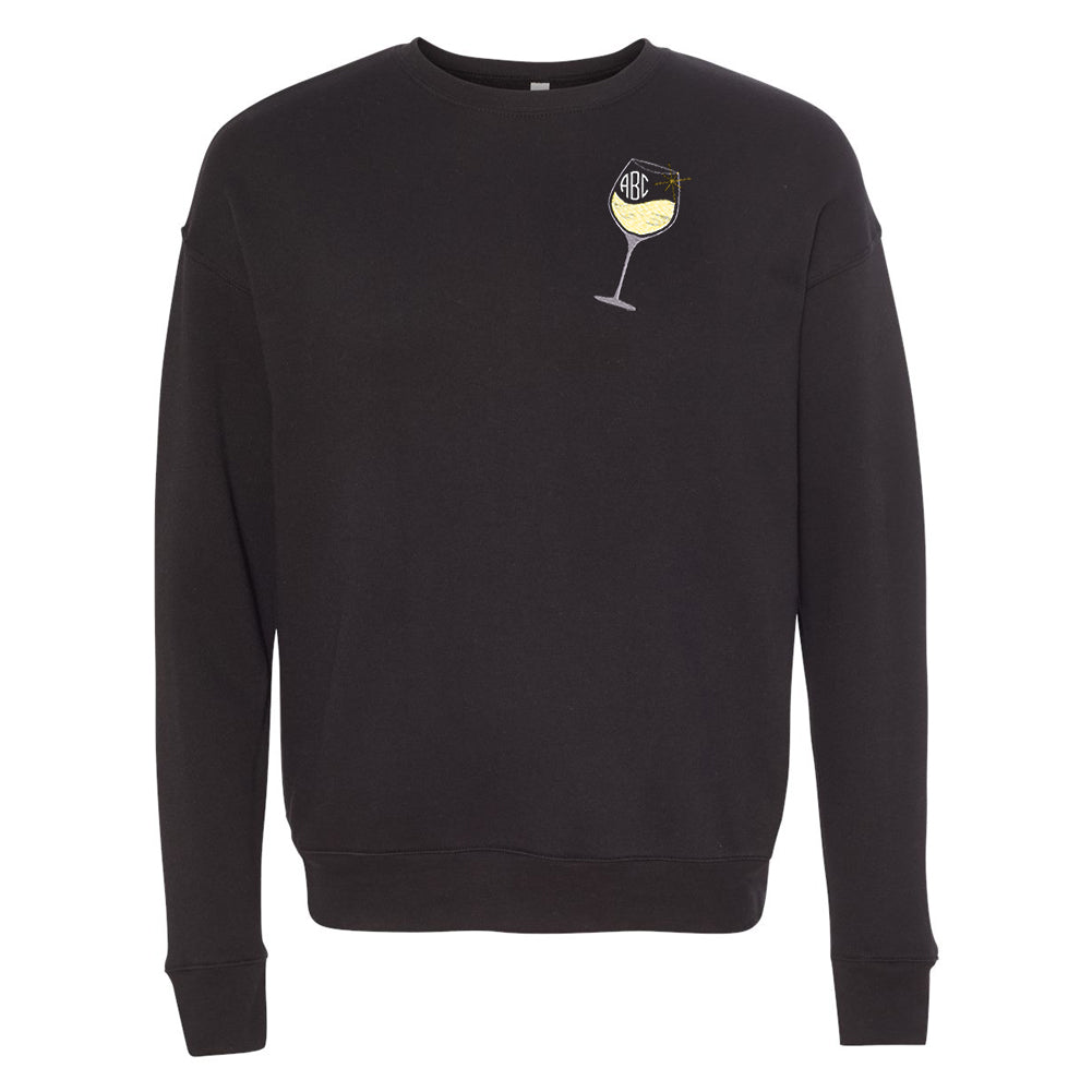 Monogrammed Wine Glass Premium Crewneck Sweatshirt