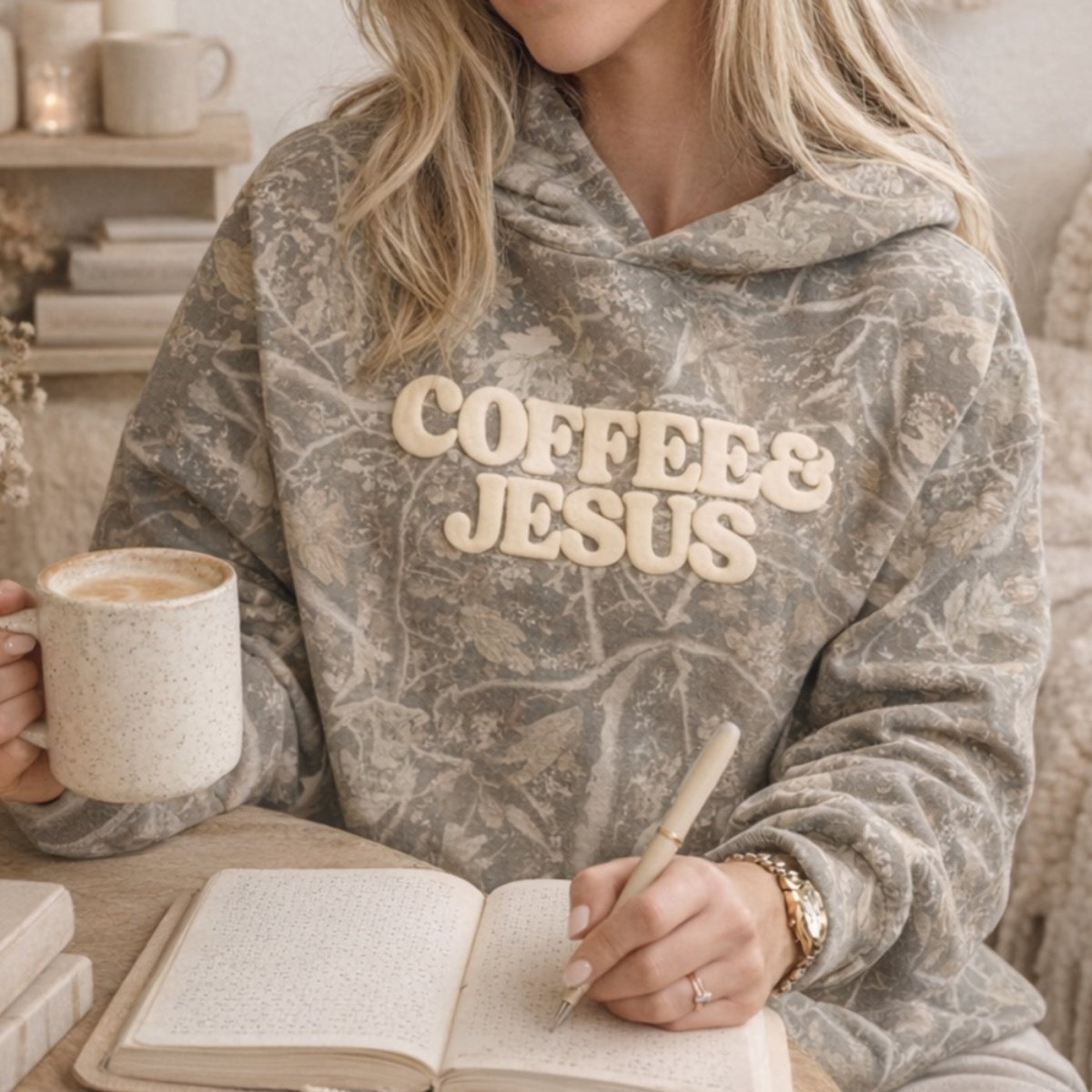 PUFF 'Coffee & Jesus' Camo Hideaway Hoodie